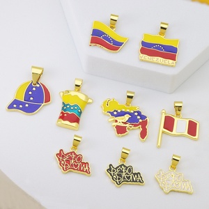 Pendentif drapeau carte du monde HD0525, incrustation zircon, laiton plaqué or 18 carats, breloques émail, pentagramme personnalisé, accessoire de bijoux DIY - Product Image 4
