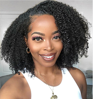 Perruques Bouclées Crépu Afro Mongoles Cheveux Humains Brésiliens Perruque Courte Crépu Bob Transparent HD Dentelle Suisse Frontale pour Femmes Noires