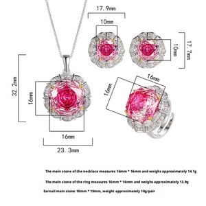 Vente en gros usine – Parure de bijoux de mariage en cuivre écologique avec zircon taille rose 16-10MM pour des mariages glamour - Product Image 2