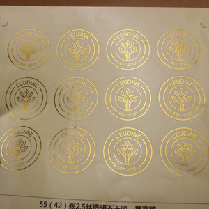 Rouleau d'autocollant de logo Transparent <span class=keywords><strong>fantaisie</strong></span>, impression d'autocollant transparent adhésif d'estampage de feuille d'or - Product Image 2