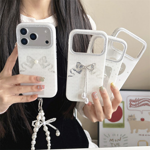 Funda de Teléfono con Lazo Brillante Blanco Suave para iPhone 17 Pro Max/16/15/14, Estilo Femenino y Lindo - Product Image 2