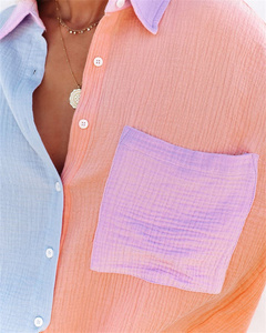 Cardigan à manches longues et coutures multicolores à la mode pour femmes, nouvelle collection été <span class=keywords><strong>2022</strong></span> - Product Image 6