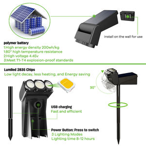 48 lampes solaires à LED à haute luminosité pour arbres, avec recharge USB, projecteur extérieur, batterie au lithium, projecteur <span class=keywords><strong>solaire</strong></span> - Product Image 4
