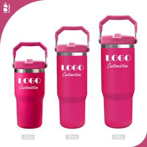 Taza de café de hielo personalizada 20oz 30oz 40oz botella deportiva vaso aislado taza de viaje de acero inoxidable vaso de lujo con pajita - Product Image 1