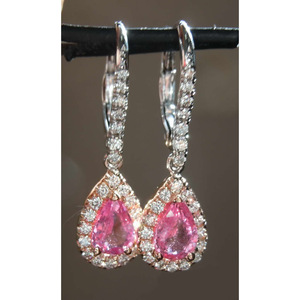 Orecchini Pendenti ES044 in Oro Rosa con Zirconi Taglio a Pera, Gioielli da Festa per Donna, Stile Romantico, Orecchini in Lega - Product Image 3