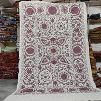 Couvre-lit indien traditionnel Kantha brodé à la main en coton non tissé respirant, motif floral, poids moyen, style bohème