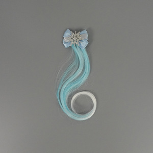 Kids Ice Princess Wig Hair <b>Clip</b> Blue Gradient Snowflake <b>Bow</b> Duckbill Hairpin Girls Party Costume Hair Accessories - Product Image 3