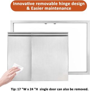 Puertas Dobles para Cocina Exterior, Acero Inoxidable 304 Reforzado, Accesorios para Cocina Exterior, Puerta para Interiores y Exteriores - Product Image 5