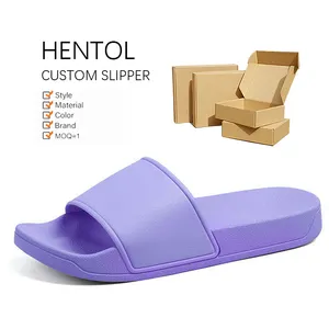 1 Pcs Custom Factory Preis Top Qualität Herren Leder Slipper Custom Logo Slide Sandale Memory Foam Soft Pu Slides Mit Logo