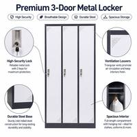 Armoire de rangement métallique à 3 portes en acier, verrouillable, pour usage commercial, multifonctionnelle, pour écoles et gymnases, vente en gros