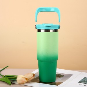 Factory Wholesale Promotional Travel Camping Car Coffee Milk 20oz 30oz <b>Double</b> <b>Wall</b> Stainless Steel Tumbler with Handle and Straw - Product Image 4