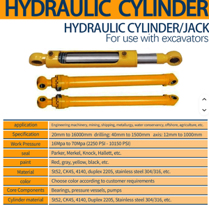 Cilindro Hidráulico de Pistón de 50-400 Toneladas para Brazo de Excavadora de Servicio Pesado con Recubrimiento de Cromo Duro de Acero Inoxidable - Product Image 3