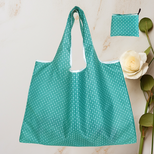 Sac fourre-tout pliable Mailer grand format en polyester et coton écologique avec bandoulière – Sac de shopping et de sport réutilisable en Ripstop (motif lettres) - Product Image 1