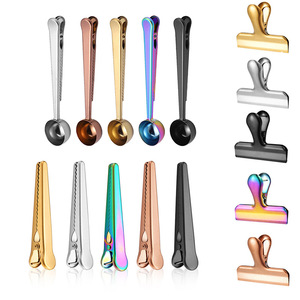 Stainless Steel Coffee Measuring Spoon With Clip Gold Iridescent Black Convenient For Food <b>Bag</b> Sealing Snack Storage - Product Image 4