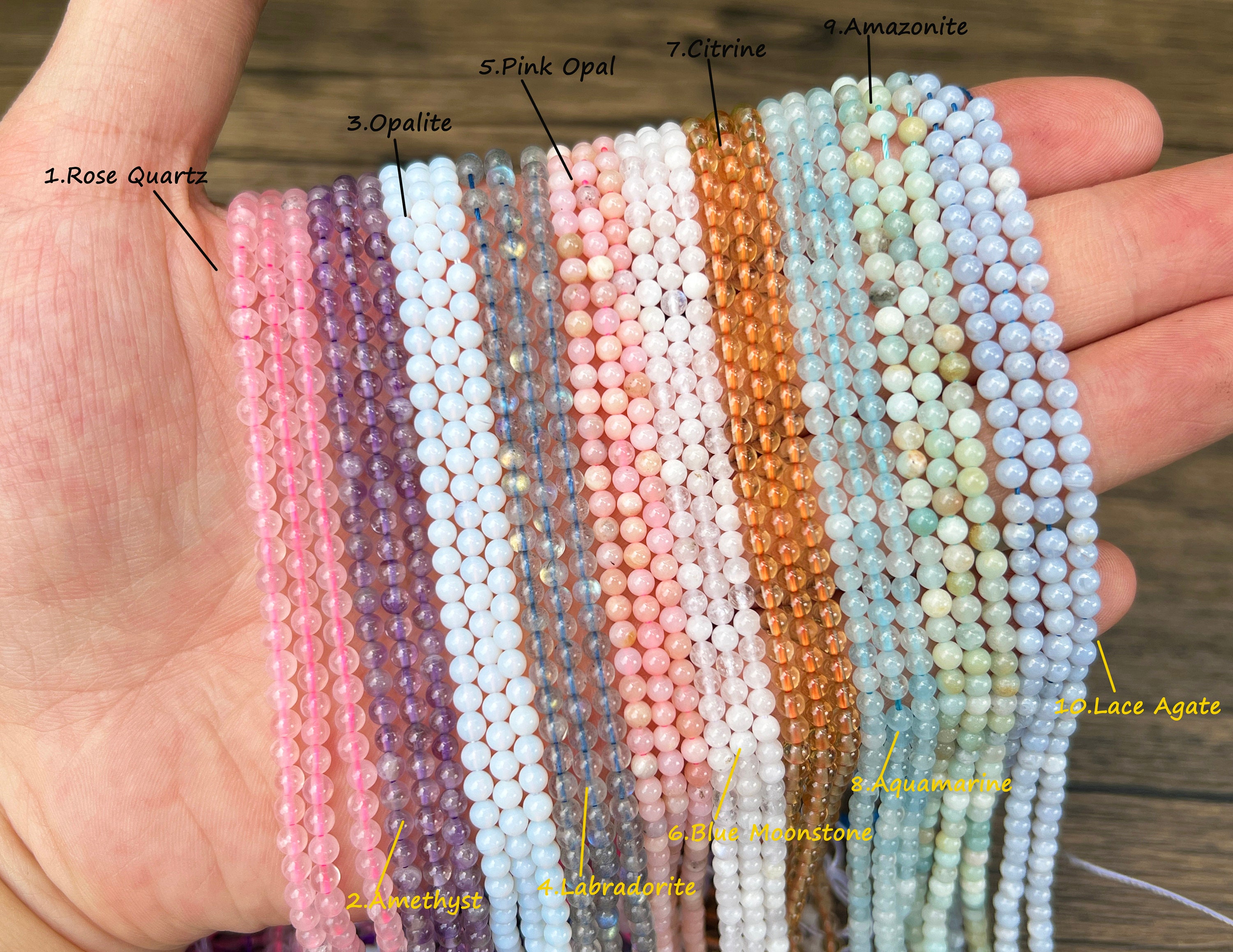 Natural Gemstone Round Beads 2mm/3mm/4mm Smooth Round Beads Amethyst/Rose Quartz More Choose Round Beads for Jewelry Making