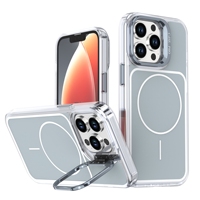 Coque de téléphone magnétique transparente anti-jaunissement avec béquille pour appareil photo, protection intégrale antichoc 360° pour iPhone 14 Pro