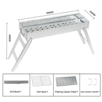 Barbecue portable de style japonais moderne et luxueux en acier allié chromé, trois tailles, barbecue au charbon de bois pliable