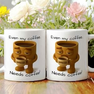 Tazza da caffè in ceramica di marca Diytree 11 Oz "anche il mio caffè ha bisogno di caffè" citazione divertente per un regalo da ufficio a casa - Product Image 4