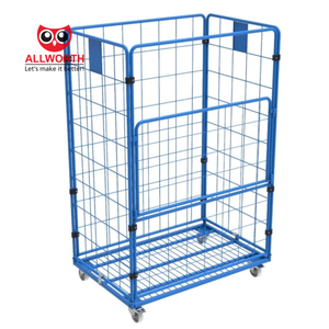 थोक गोदाम भारी शुल्क 500 किलोग्राम लॉजिस्टिक पूरी तरह से बंद स्टील लॉन्ड्री ट्रॉली गाड़ी - Product Image 3