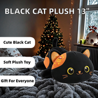 Peluche originale Black Cat de 13 pouces, super douce, jouet en peluche, oreiller, cadeau de Noël pour enfants et adultes