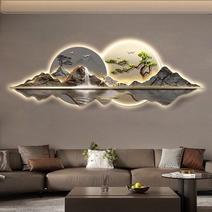 Nuevo estilo chino cristal porcelana <span class=keywords><strong>paisaje</strong></span> <span class=keywords><strong>pintura</strong></span> bienvenida Pino sofá Fondo pared colgante Original enmarcado atmosférico - Product Image 4
