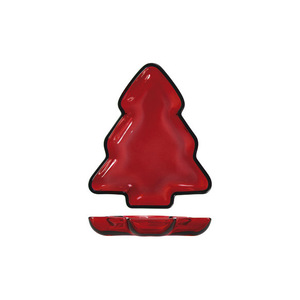 Assiette en forme de sapin de Noël rouge 20X17X2.5 pour décorations de table de fêtes - Product Image 1