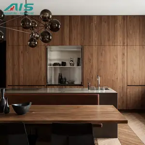 Ais High end kitchen shaker cabinets wood color l shape kitchen cabinet custom classic quality cabinets
