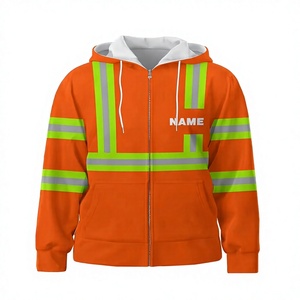 Sudadera con Capucha Reflectante Naranja para Hombre con Estampado de Nombre, Corte Regular, Forro Polar, Ropa Casual de Trabajo, Ropa de Otoño, 100% Algodón - Product Image 5