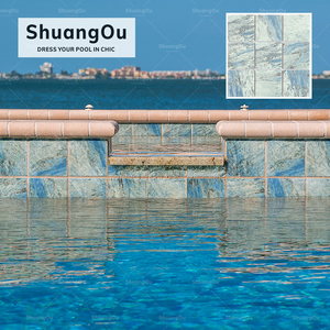 Commercio all'ingrosso 300x300 mattonelle di mosaico di colore blu mare Hotel Spa bagno doccia a parete vetrata in porcellana piastrelle per piscina - Product Image 5