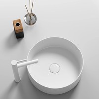 Lavabo rond, lavabo de petite taille pour balcon de la maison salle de bain en acrylique modifié, mini bassin simple petit bassin rond