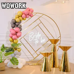 2024 wowork đám cưới sinh nhật đảng vàng kim loại Vòng lưới lưới Net Backdrop đứng và cho tổ chức sự kiện trang trí