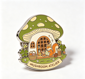 Pin esmaltado de metal con diseño de casa de hongos de dibujos animados y motivos de vida silvestre, broche para ropa, bolsos y regalos - Product Image 4