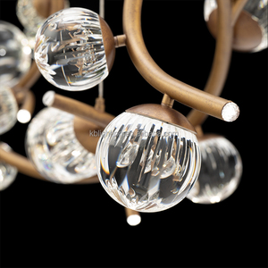 Retro Boomtak Kristallen Bol Kroonluchter Unieke Onregelmatige Gouden Plafond Hanglamp Voor Woonkamer Slaapkamer Bar - Product Image 4