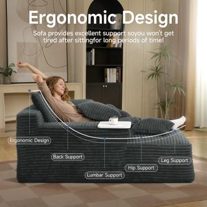 Chaise longue d'intérieur en velours côtelé rembourrée, sans armature, siège profond, <span class=keywords><strong>canapé</strong></span>-<span class=keywords><strong>lit</strong></span>, fauteuil de lecture, petits canapés confortables, <span class=keywords><strong>canapé</strong></span> nuage - Product Image 2
