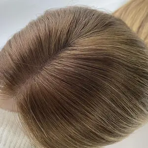 2024 New Trend Luxury Custom Virgin European Raw Hair HD Transparent Light Brown Wig With Blonde Highlight Silk Base Lace Wig