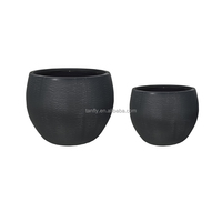 Lot de 2 pots de fleurs hauts pour plantes Grand pot de fleur d'arbre ondulé mat conique moderne pour terrasse intérieure et extérieure