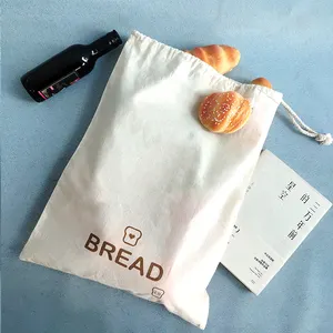 저렴한 코튼 빵 가방 베이커리 빵 쇼핑 가방 사용자 정의 로고 코튼 Drawstring 빵 가방 로프 Drawstring 폐쇄