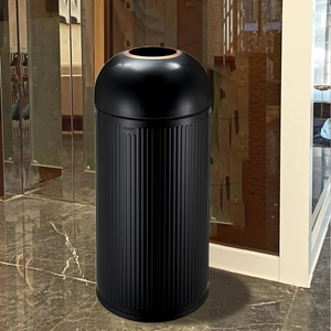 Luxury Hotel Supplies Elevator Mall Metal Commercial Garbage Can Rolling Cover Waste Bins 50l Trash Can Outdoor Dustbin Metal Tr