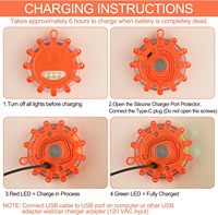 Feux de signalisation routière LED rechargeables - Kit de feux de détresse clignotants (lot de 3, lumière orange) avec base magnétique et crochet pour véhicules