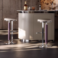 Tabouret de bar design de luxe léger en acier inoxydable, chaise haute de comptoir pour la maison, l'hôtel, la salle à manger et le sous-sol