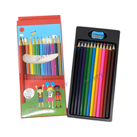 Ensemble de crayons de couleur en bois avec logo personnalisé 12 couleurs pour dessin Ensemble de crayons de couleur en forme pour écolier