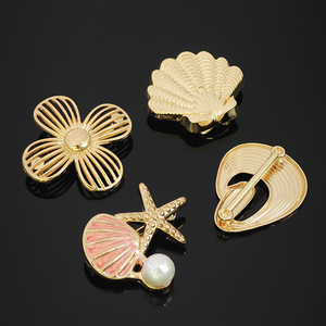 Boucles en métal en forme de coquillage et d'étoile de mer, plaquées or vert, connecteurs décoratifs pour maillots de bain, boucle à ardillon de forme irrégulière - Product Image 5