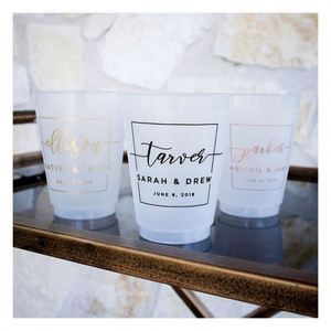Vasos de Plástico Personalizados para Estadios, Ecológicos, Reutilizables, Decoración para Fiestas, Vasos de Plástico Personalizados para Bodas con Monogramas - Product Image 6