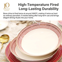 Service de table en porcelaine fine de Tangshan, assiettes et bols ronds imprimés rouges, coffret cadeau personnalisable pour mariage et nouvellement-marrieds
