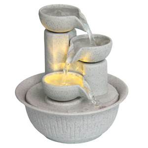 Mini fontaine d'eau en plastique, ornement de bureau, éclairée, ronde, minimaliste, décoration de bureau à domicile, cadeau, emballage individuel - Product Image 5