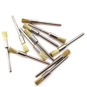 Wholesale jewelry rotary end brush mini pen type brass steel wire brush for for polishing and rust removal