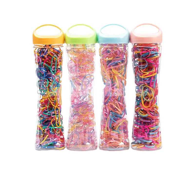 2021 New Bottled Hair Ring Korean Children's Hair Accessories Disposable Rubber Bands Color Elastic Rubber Band