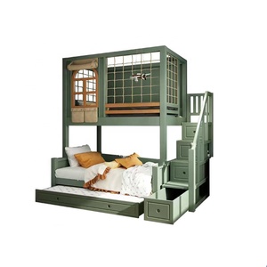 Literas Modernas de Madera Tamaño Twin para Niños, Multifuncionales con Escaleras y Librero para Dormitorio, Escuela u Hotel - Product Image 1