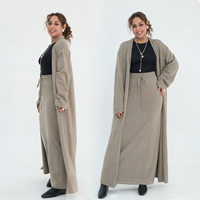 Vêtements musulmans modestes pour femmes du Moyen-Orient, Dubaï, automne-hiver, haut en tricot fin, jupe longue, cardigan, décontracté, ample, grande taille