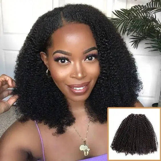 Ekstensi rambut manusia massal Afro Kinky grosir Mink bundel jalinan rambut manusia Brasil dengan penutup bundel rambut Kamboja mentah